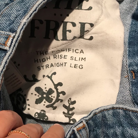 Free People We The Free Pacifica High Rise Slim Straight Leg Jeans Size 27 - Picture 14 of 14